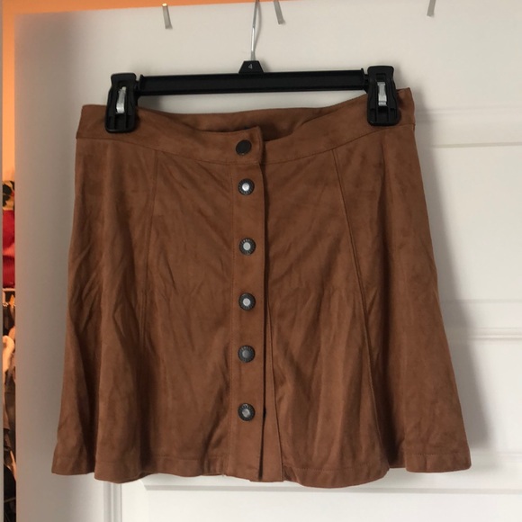Brown suede button down skirt - Picture 1 of 2